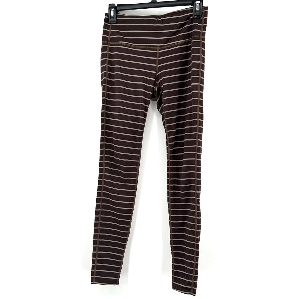 Athleta size small brown‎ and tan striped full length leggings